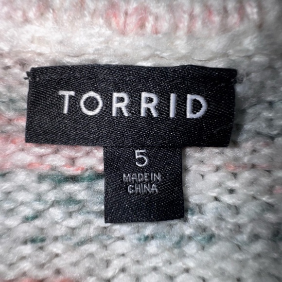 Torrid Crew Neck Drop Shoulder Pullover Sweater Multi In Cloud Dancer Size 5 - Picture 10 of 11